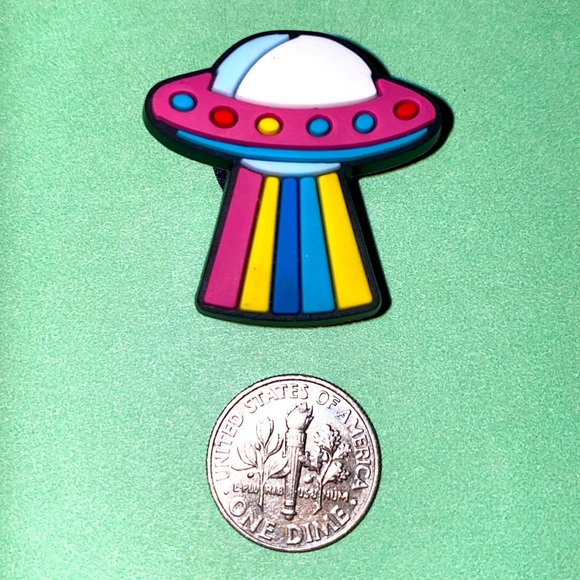 (10 for $15) UFO W/a Multicolor Beam Different Color Alien Crocs Shoes C… - Picture 1 of 2